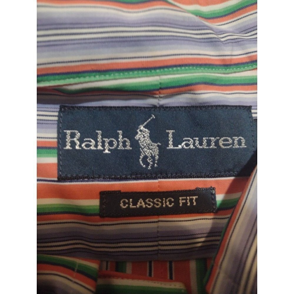 Men's Ralph Lauren Classic Fit Vertical Striped MultiColor XLT L/S Shirt X-Large - Picture 7 of 11